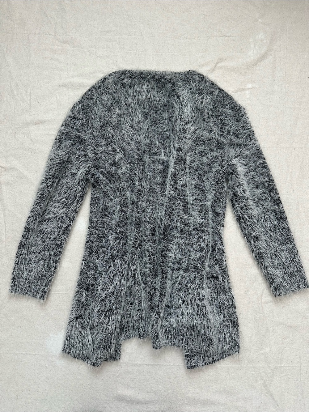 H&M DIVIDED Fuzzy Eyelash Knit Open Front Cardigan Gray/Black Size M Duster - Picture 10 of 10